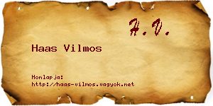 Haas Vilmos névjegykártya